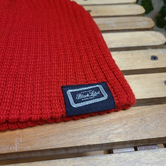 Carling Black Label Unisex Red Knit Winter Hat Beanie - Picture 6 of 10